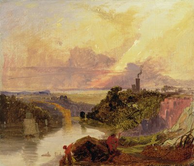 O Avon Gorge ao pôr do sol (óleo sobre papel) de Francis Danby